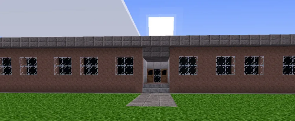 Edificio in mattoni ricostruito in Minecraft