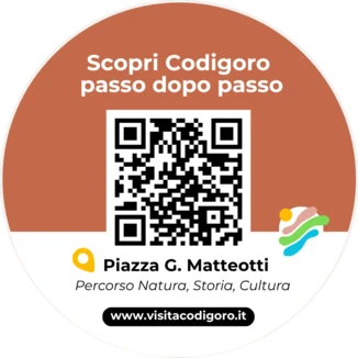 Adesivo con QR code: Scopri Codigoro passo dopo passo, Piazza G. Matteotti